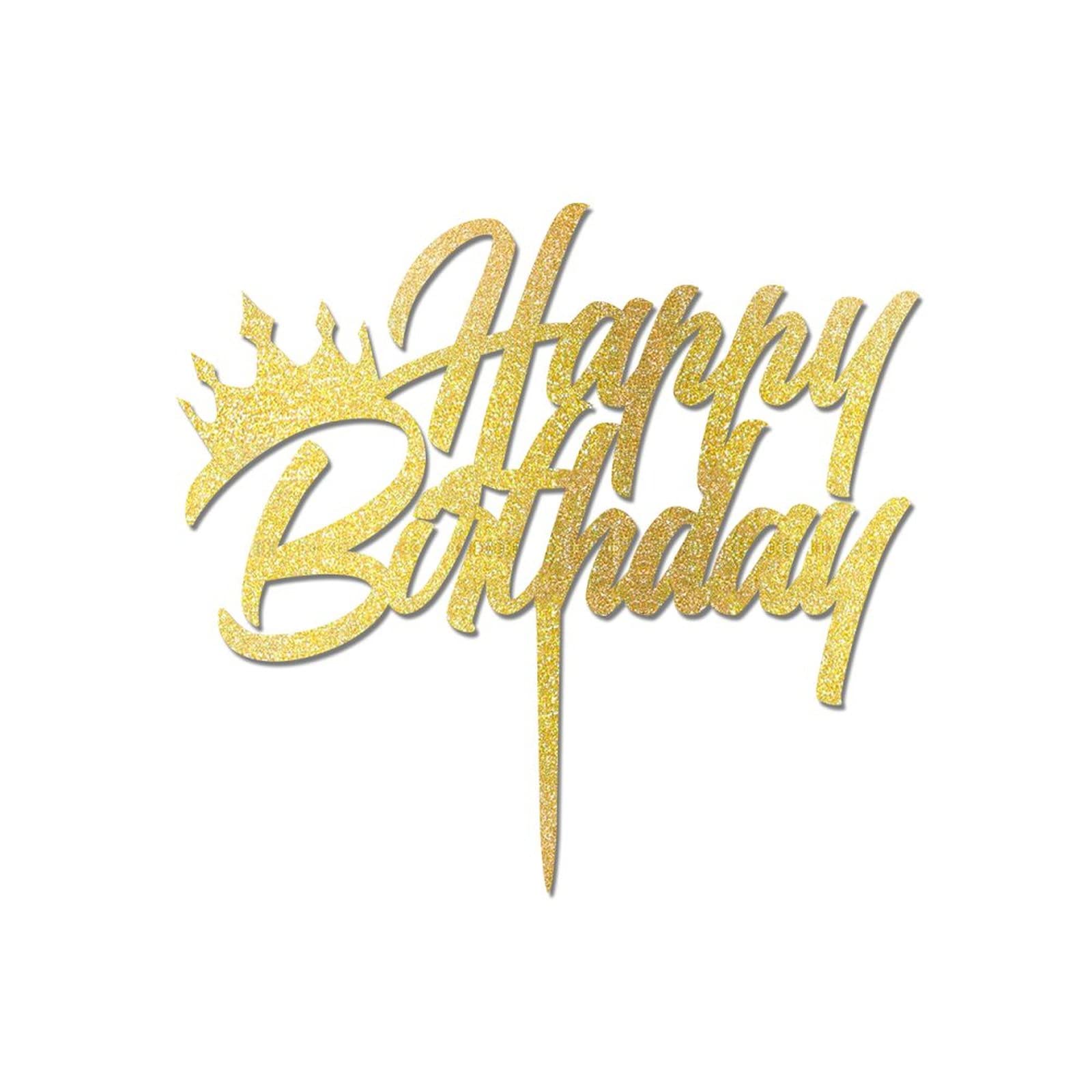 Personalized Elegant Wooden Happy Birthday Cake Toppers for Kids & Adults - Custom Name Anniversary Party Decorations, Bridal Shower Gift Ideas with Glitter - Perfect for Birthday Cakes, Anniversary Celebrations and Special Occasions