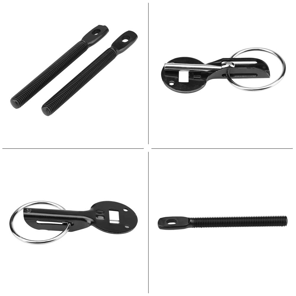 Universal Hood Pin Lock Kit - Black Bonnet Hood Pins & Latch for Racing & Sports Cars | Secure Engine Bay for Track Days & Car Shows