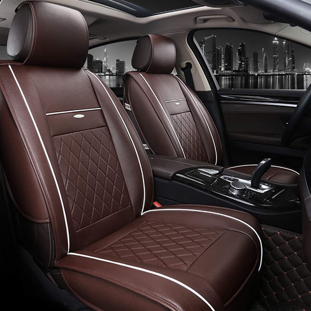 Premium 5-Seat Faux Leather Car Seat Covers Full Set - Universal Fit for Most Sedans, SUVs & Trucks - Waterproof Vehicle Seat Protectors - Durable & Stylish Interior Upgrade (Perfect for Daily Commute, Road Trips & Family Travel)
