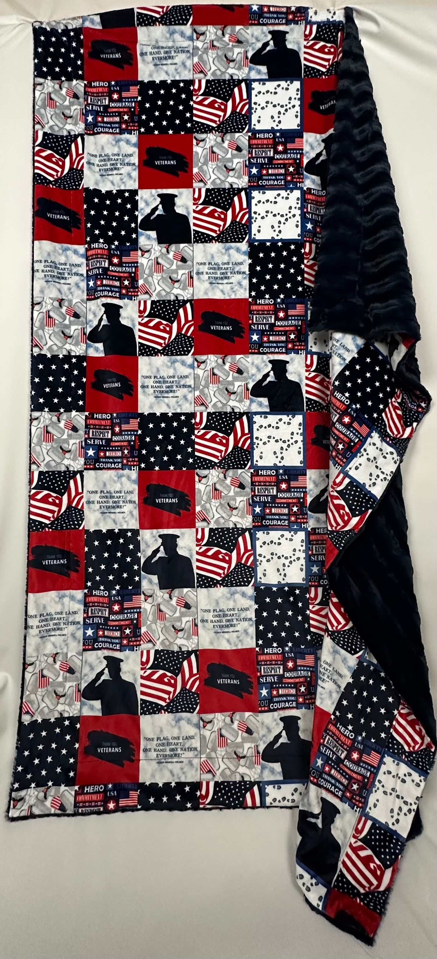 Honor Our Veterans - Navy Chinchilla Soft Fleece Blanket 60x72 Inches, Extra Wide for Adults - Perfect for Couches, Beds & Gifts for Military Heroes