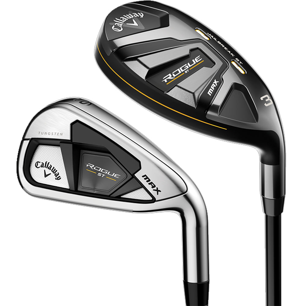 Callaway Rogue ST MAX Iron & Hybrid Golf Club Set for Men - Premium Forged Irons with Hybrid Combo - Perfect for Mid-Handicap Golfers on Course & Driving Range