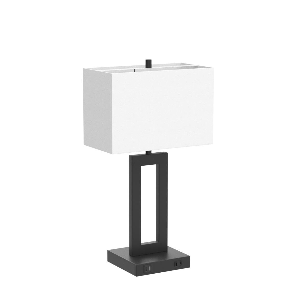 Set of 2 Modern Touch Control Table Lamps with 2 USB Ports - 22’’ Large Bedside Nightstand Lamps, 3-Way Dimmable Desk Lamp with White Fabric Shade - Perfect for Bedrooms, Living Rooms & Reading - Includes 2 LED Bulbs - Ideal for Home Office, Dorm Room & Nighttime Reading