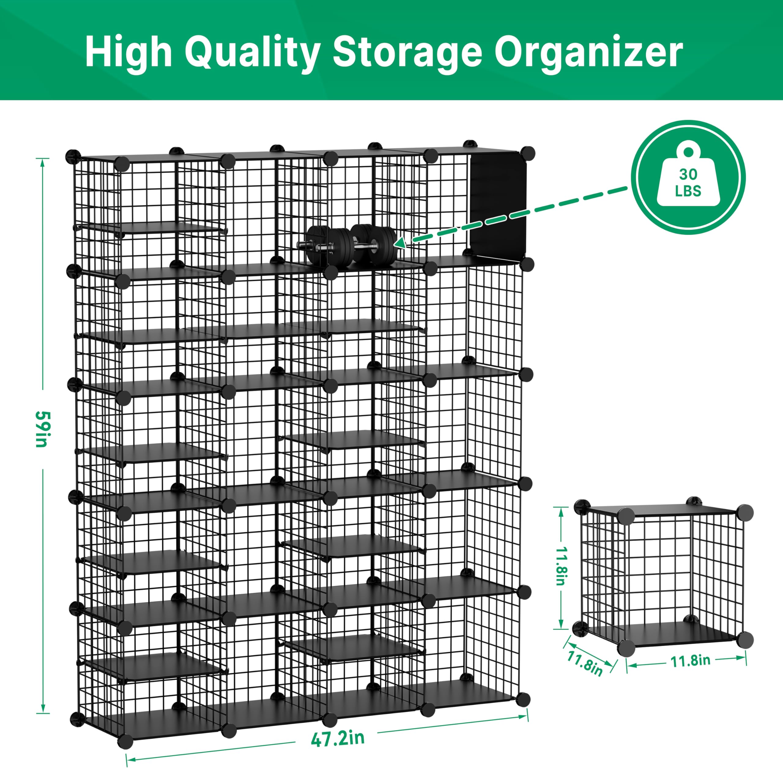 Wire Cube Storage Organizer - 20 to 23 Cubes Expandable Metal Grid Shelf Unit for Closet, Bedroom, Living Room & Office Organization | Space-Saving Storage Solution for Home & Workspace