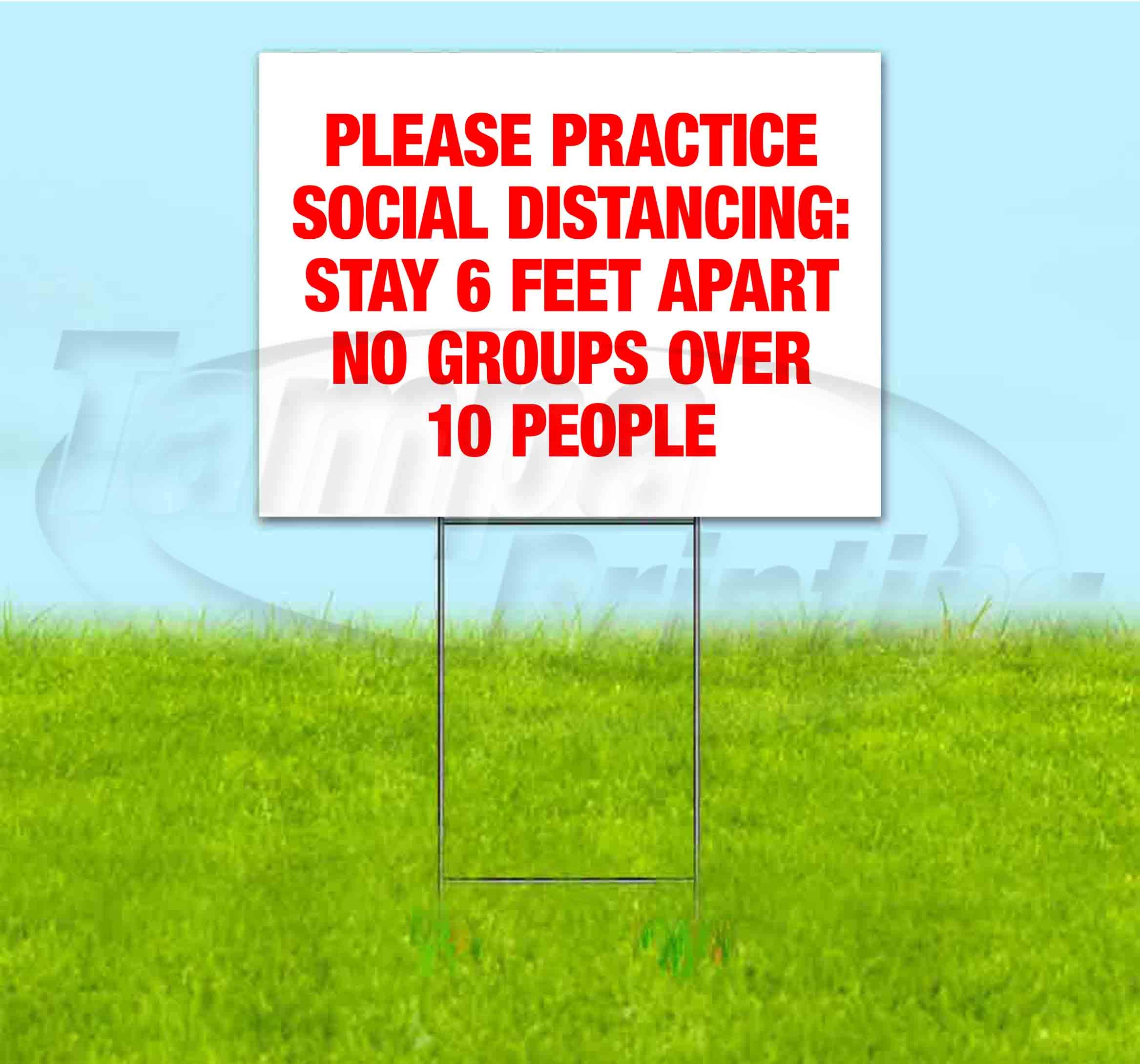 Social Distancing Yard Sign 18x24 Inches - Durable Outdoor Sign with Metal Stake - Multi-Pack Discounts - Perfect for Neighborhoods, Businesses & Public Spaces