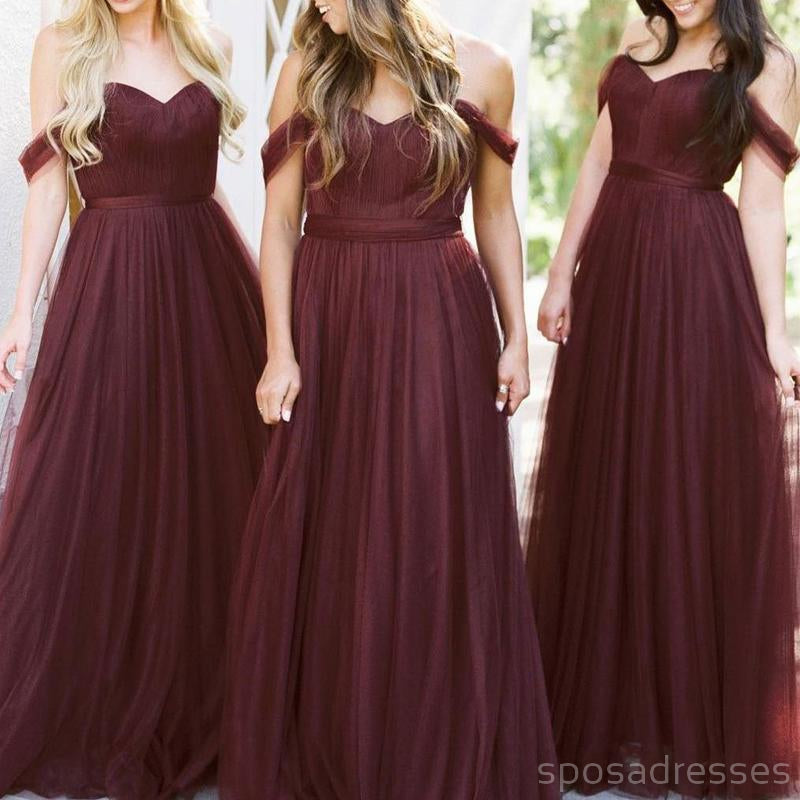 Custom Off Shoulder Tulle A-Line Long Bridesmaid Dresses - WG234 | Elegant Wedding Party Gowns for Formal Events, Prom & Special Occasions