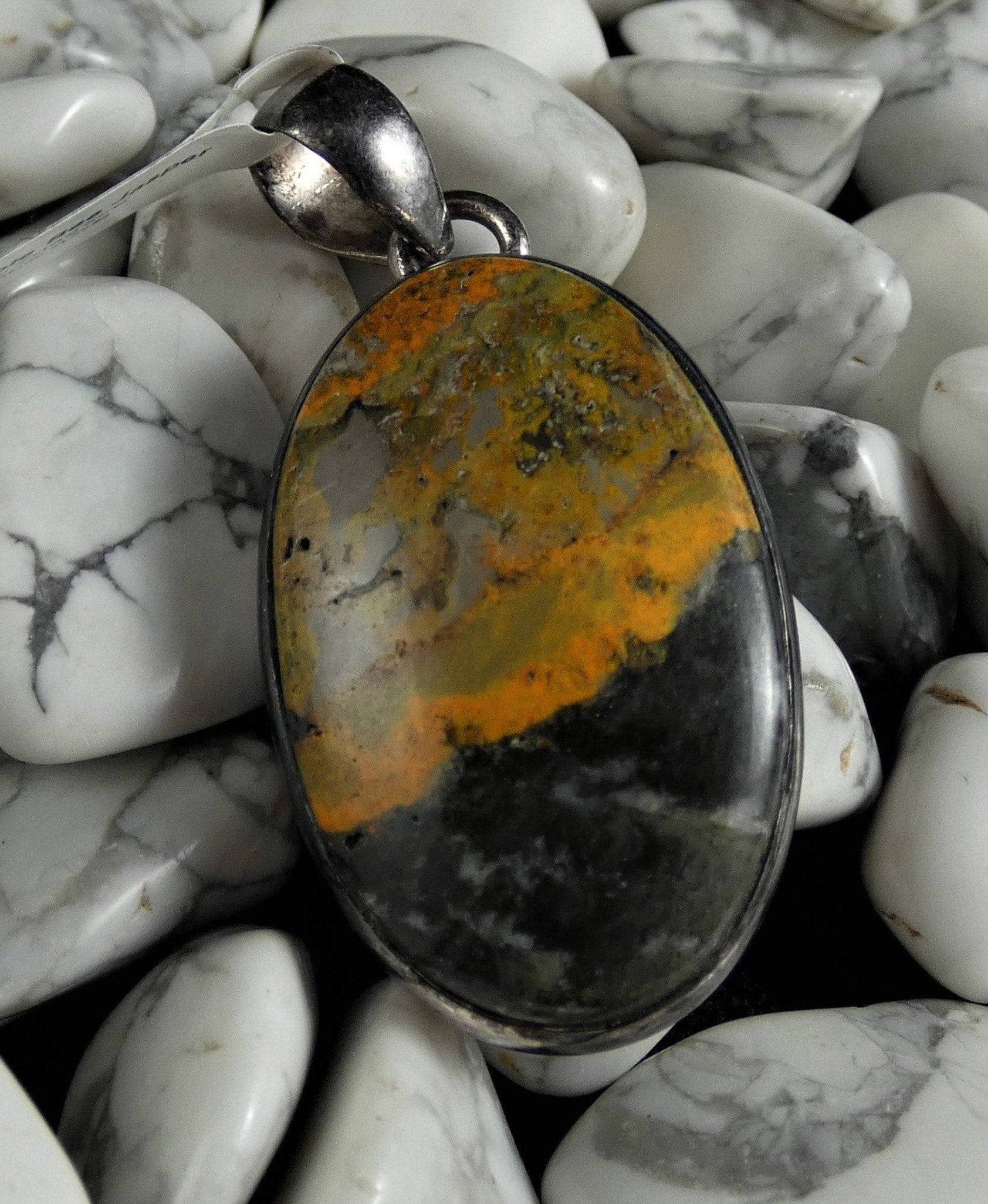 Bumblebee Jasper Sterling Silver Pendant Necklace - Natural Stone Jewelry for Women - Perfect for Gifts, Meditation & Spiritual Healing