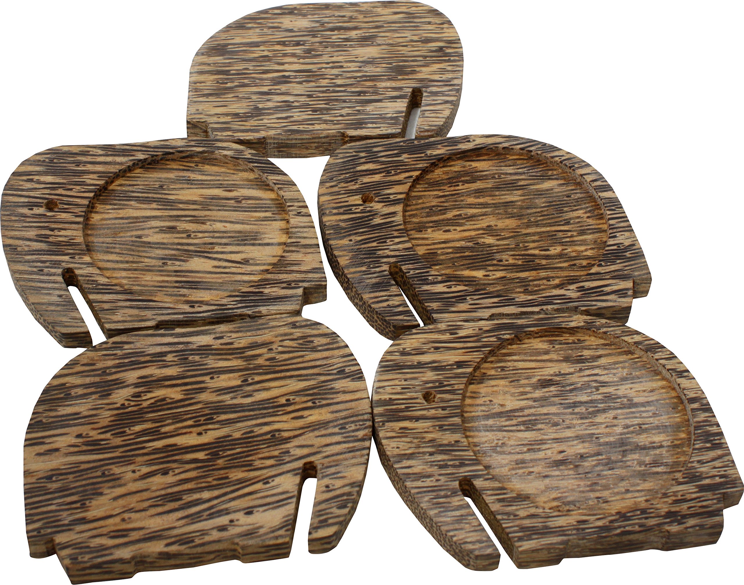 Eco-Friendly Elephant Coasters Set of 5 - Handmade Palm Wood Drink Coasters for Coffee Tables - Perfect for Home Decor, Housewarming Gifts & Bar Accessories
