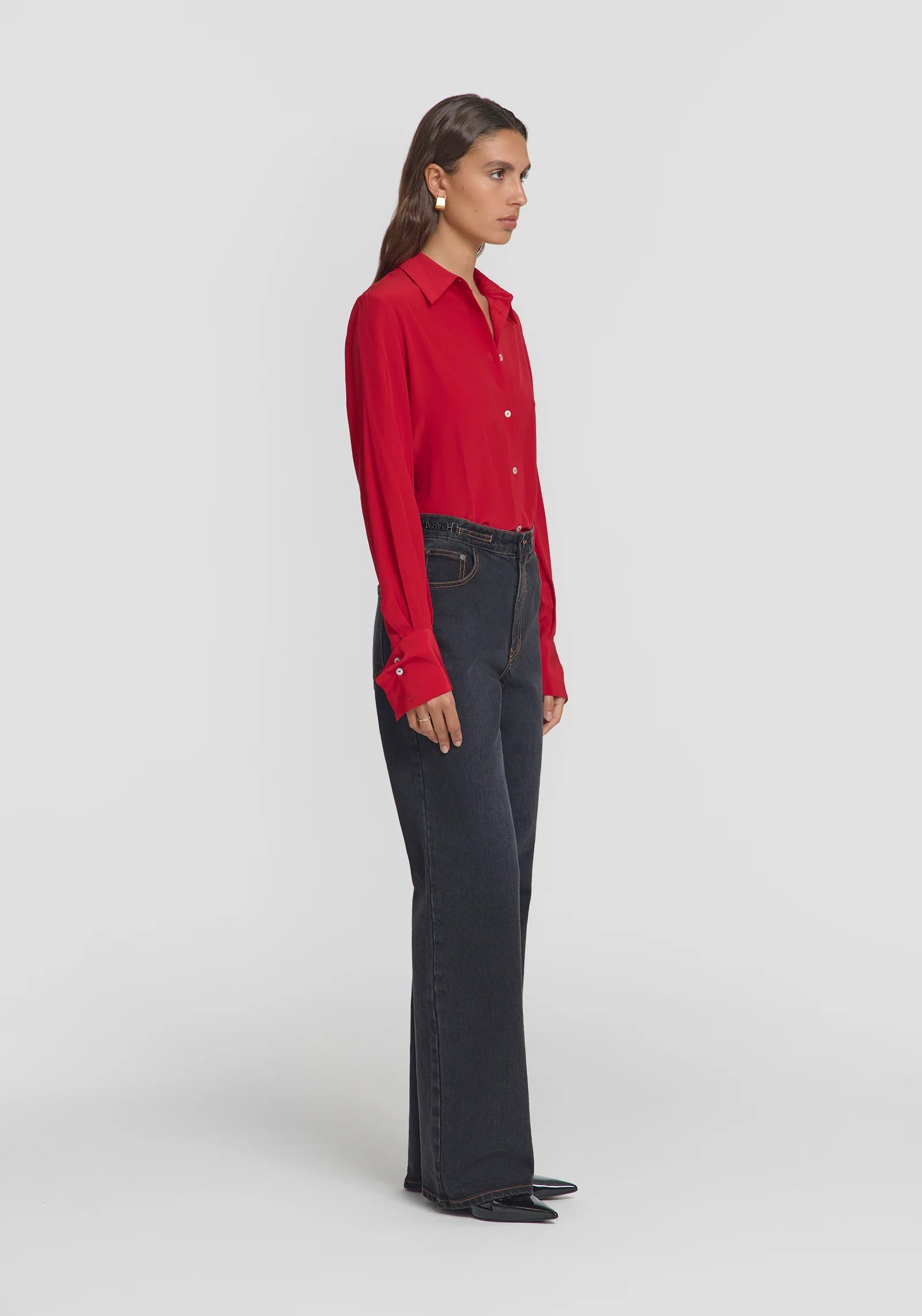 Antidote Silk Shirt in Flamenco Red | Elegant Women's Blouse for Office Wear & Evening Events