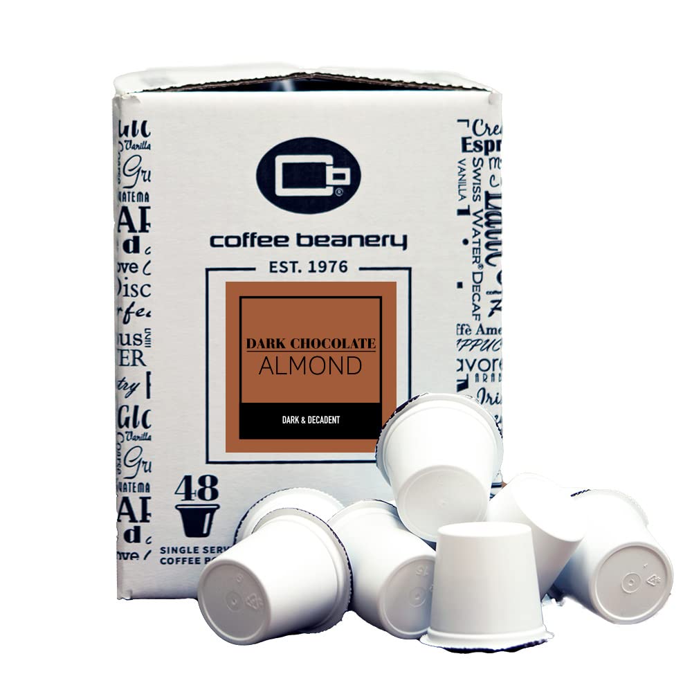 Dark Chocolate Almond Coffee Pods by Coffee Beanery | 48ct Medium Roast Arabica Coffee Pods for Keurig Brewers - Perfect for Office, Home & Gifting