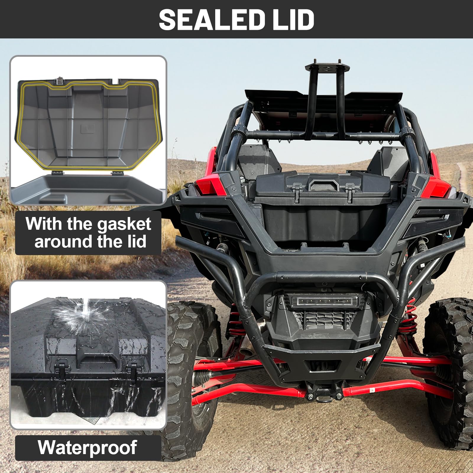 Polaris RZR PRO XP/Turbo R 2020-2023 Rear Cargo Storage Box - 73QT Waterproof UTV Tool Box with Lid | Replacement for #2883751 | Perfect for Off-Roading, Camping & Outdoor Gear Storage