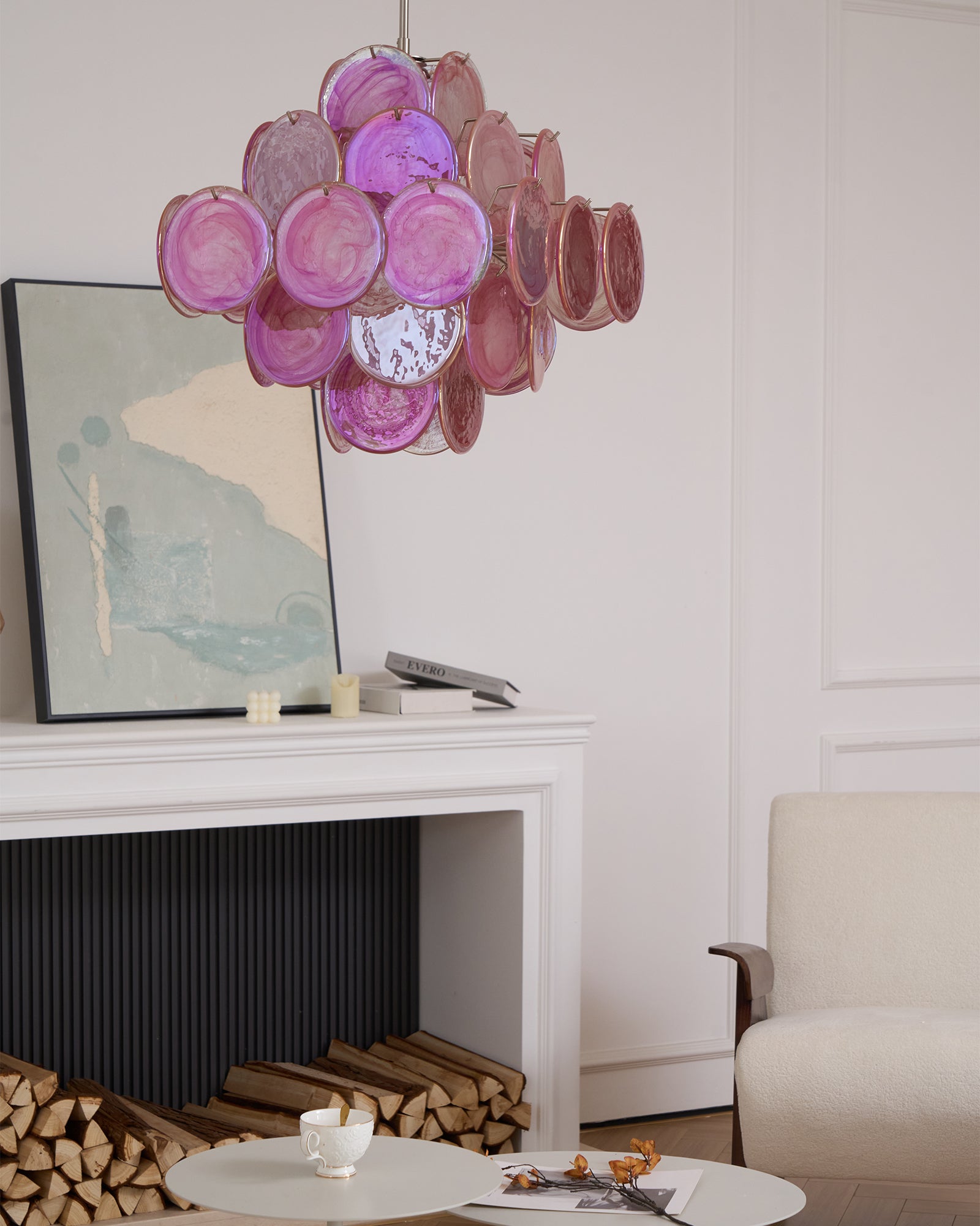 Elegant Aurelia Pink Murano Glass Chandelier - Handcrafted Italian Lighting Fixture for Dining Room & Bedroom Decor