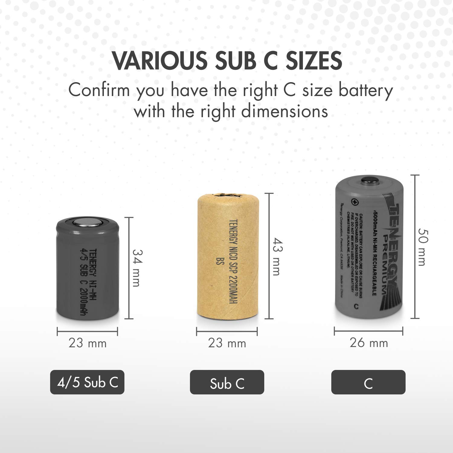Tenergy NiCd SubC 2200mAh Paper Wrapped Rechargeable Batteries with Tabs - 120 Pack Bulk for RC Cars, Robotics, Power Tools & Emergency Backup Power