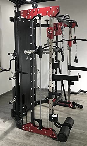2024 Heavy Duty Commercial Smith Machine with Adjustable Safety Stops - Red | Gym Strength Training Equipment for Home & Commercial Use