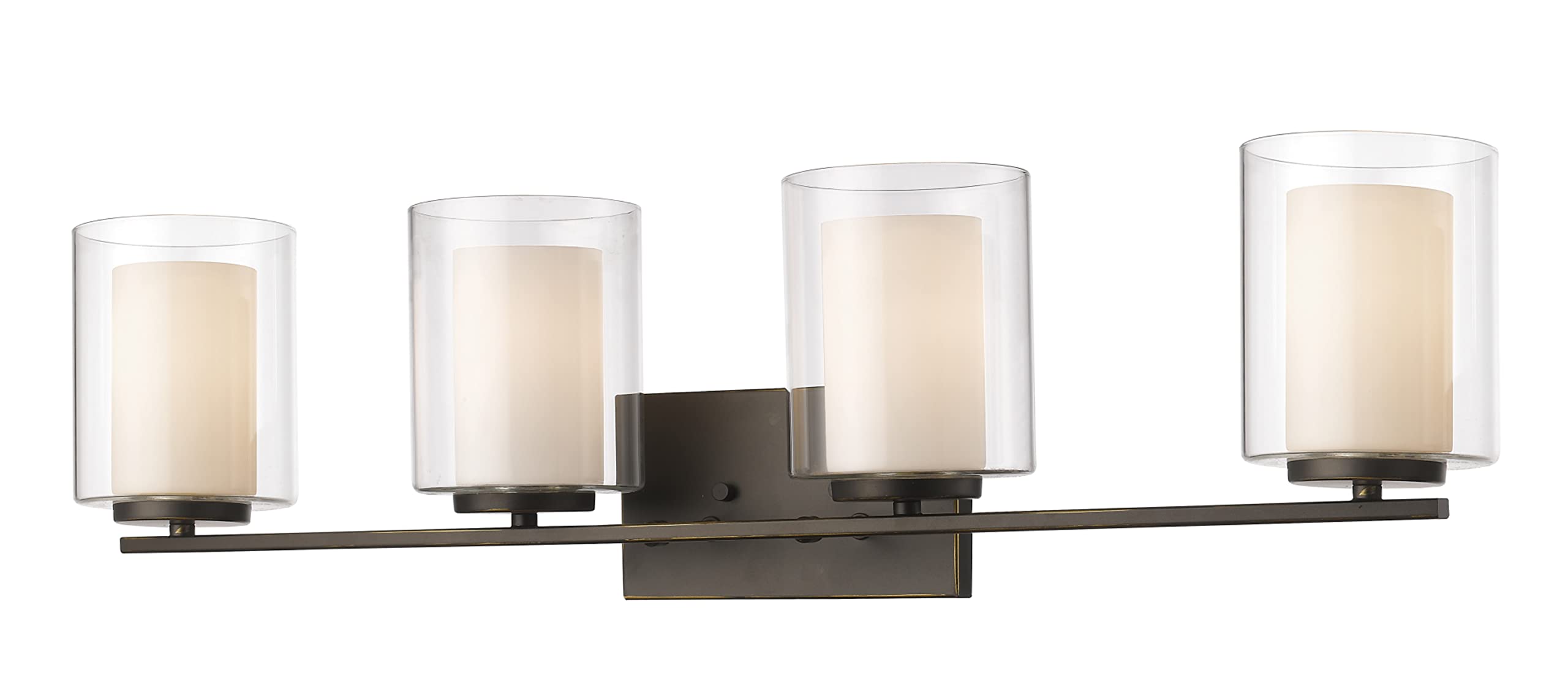 Z-Lite 426-4V-OB 4-Light Bathroom Vanity Light Fixture in Olde Bronze Finish - Perfect for Modern Bathroom and Powder Room Lighting