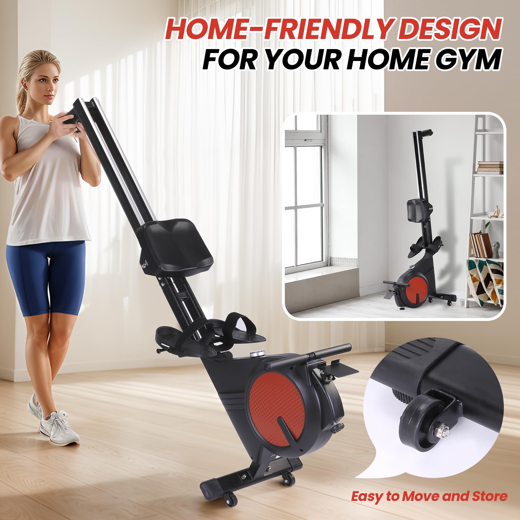 Premium Magnetic Rowing Machine for Home - 350 LB Weight Capacity, 32-Level Quiet Resistance, Dual Slide Rail System with Fitness App Connectivity - Perfect for Home Gym, Full-Body Workout & Cardio Training