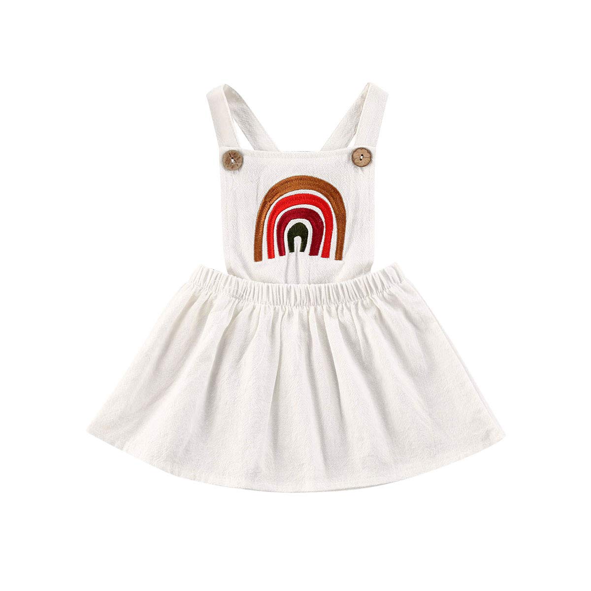 Rainbow Matching Romper Jumpsuit for Sisters - Summer Baby Girls' Bodysuit & Dress Outfit Set (White, 18-24 Months) | Perfect for Family Photos, Birthday Parties & Twin Outfits