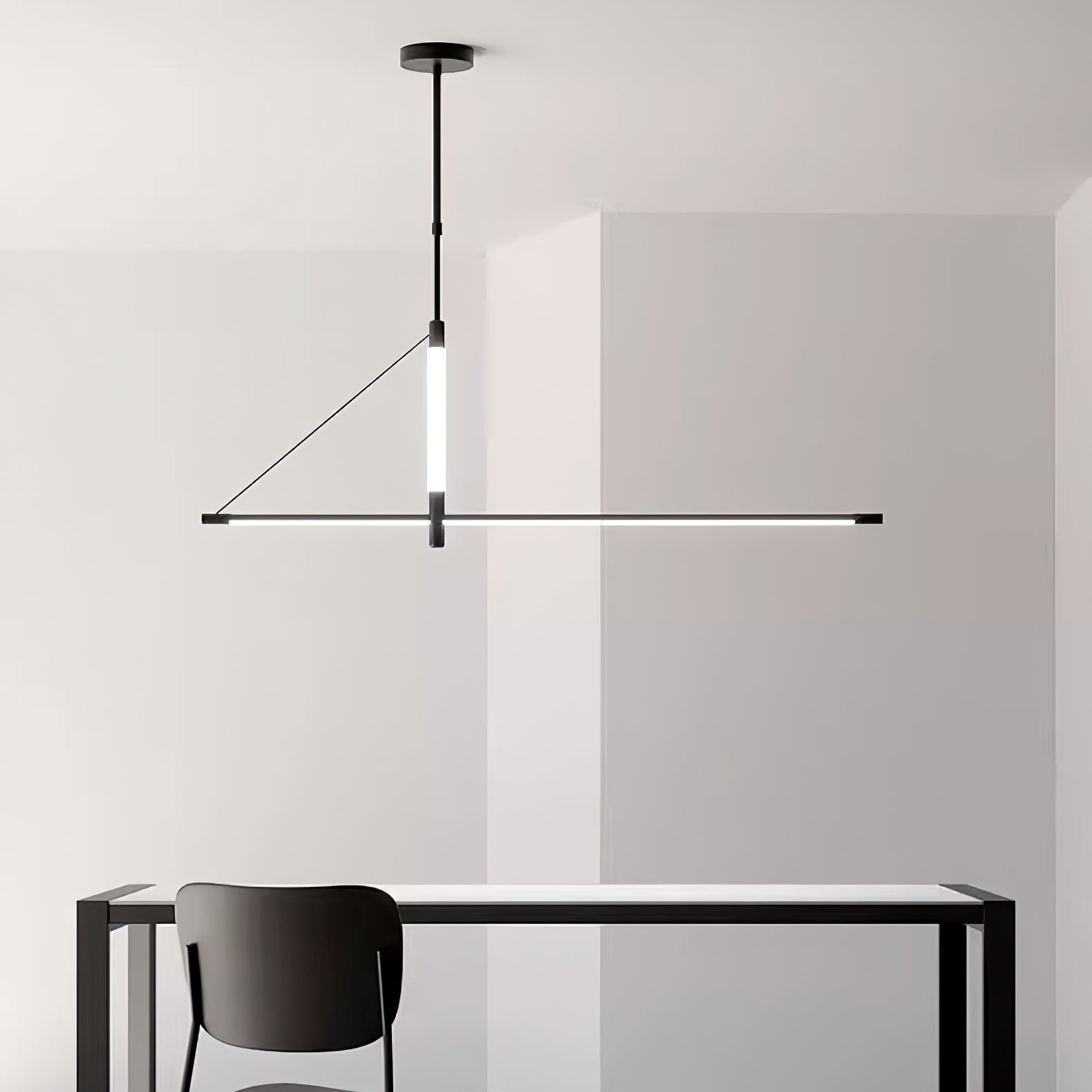 Linea Axis Pendant Light - Modern Minimalist Hanging Lamp for Kitchen Island, Dining Room & Bedroom Lighting - Adjustable Height LED Fixture with Clear Glass Shade