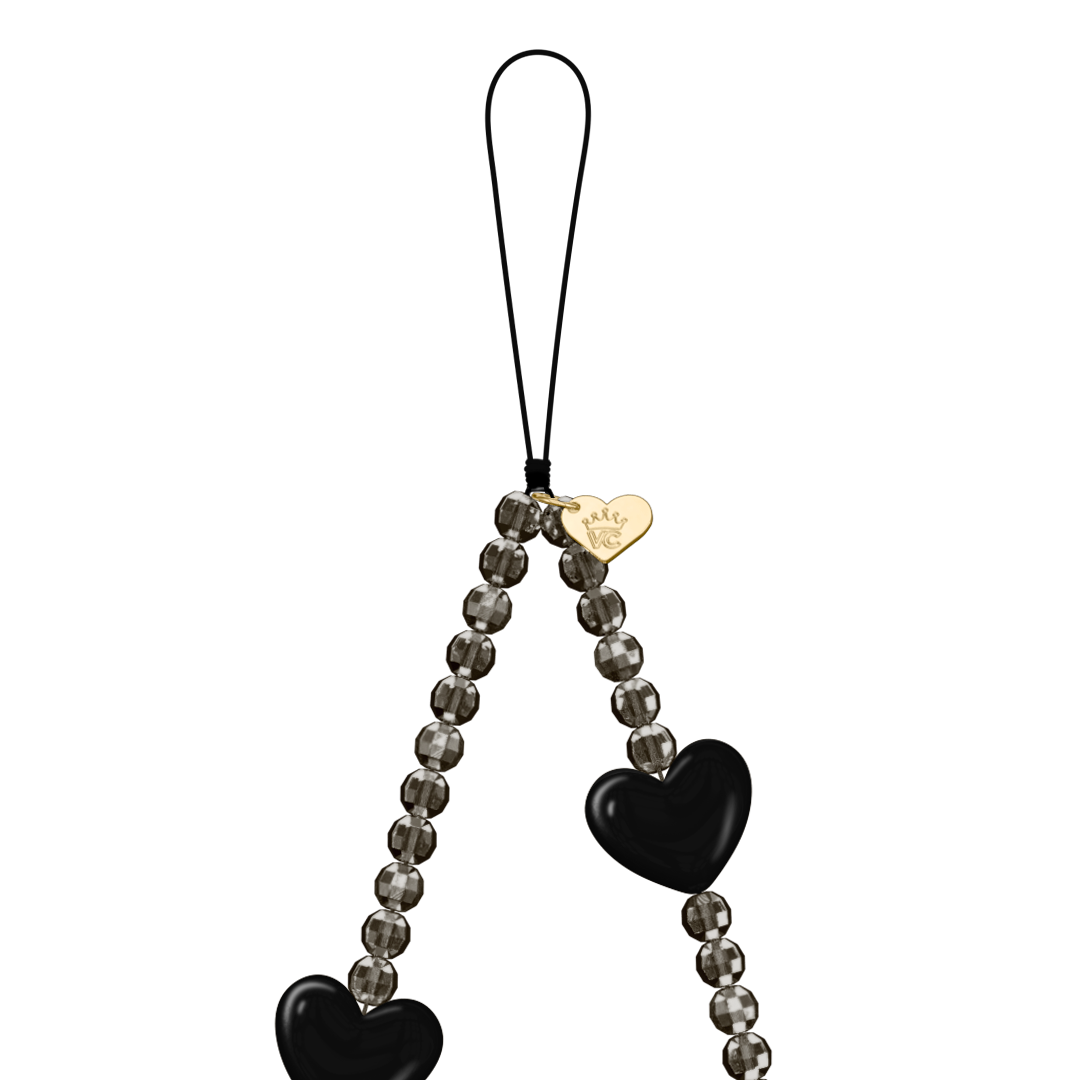 Black Heart Phone Charm - Stylish & Cute Phone Accessory for Girls, Women - Perfect for iPhone, Samsung, Android Devices - Great Gift for Valentine's Day, Birthday, Christmas