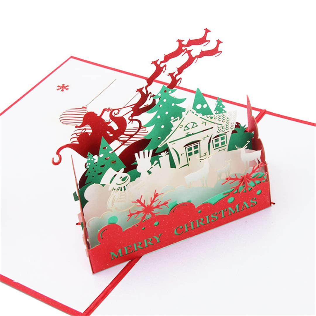 10 Pack 3D Pop Up Christmas Cards - Santa Claus & Tree Holiday Greeting Cards for Xmas, Winter & New Year | Perfect for Holiday Parties, Gift Exchanges & Festive Decorations