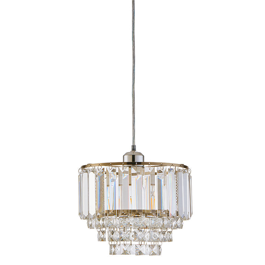 Vintage Crystal Pendant Light Fixture - E27 Base in Antique Brass/Polished Chrome - Perfect for Dining Room, Bedroom or Entryway Lighting