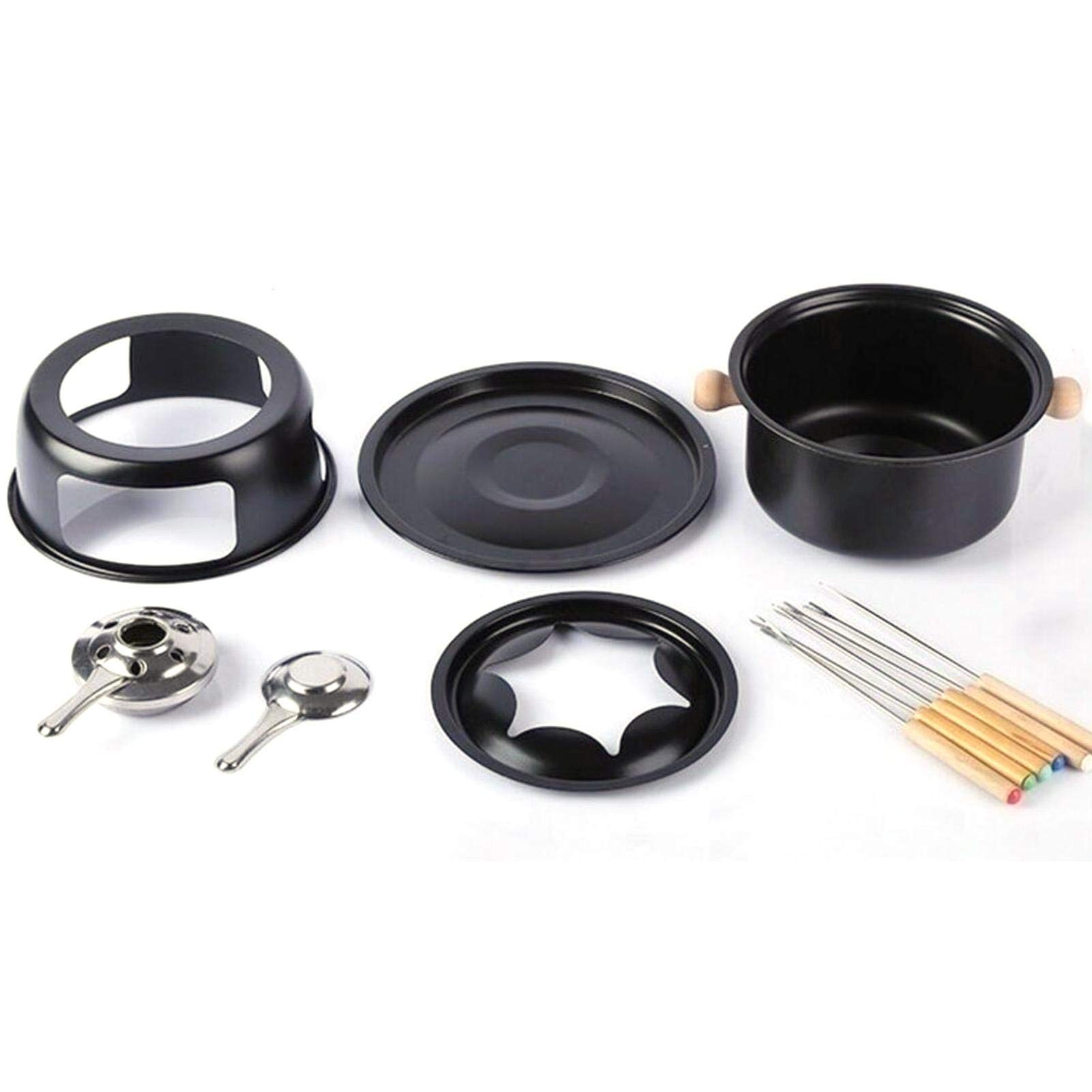 Premium Cast Iron Fondue Set - Multi-Functional Steel Pot for Cheese, Chocolate, Meat & Broth | Heavy Duty Melting Pot for Ice Cream, Hot Pot & Kitchen Use | Perfect for Parties, Family Gatherings & Romantic Dinners