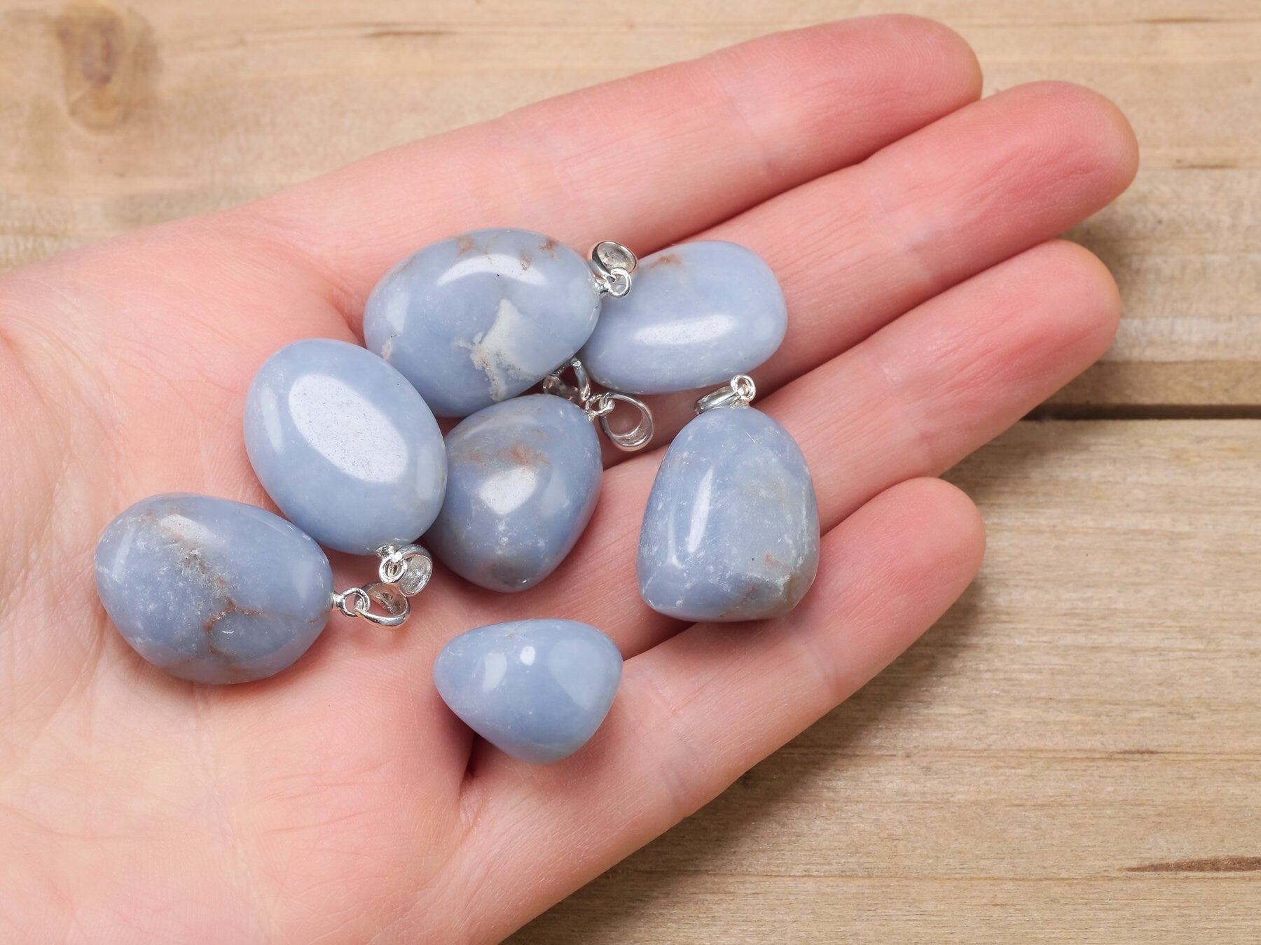 ANGELITE Crystal Pendant Necklace - Handmade Gemstone Jewelry with Healing Properties, Tumbled Stone Gift for Men (E1391) | Spiritual Healing, Meditation & Energy Balancing Accessory