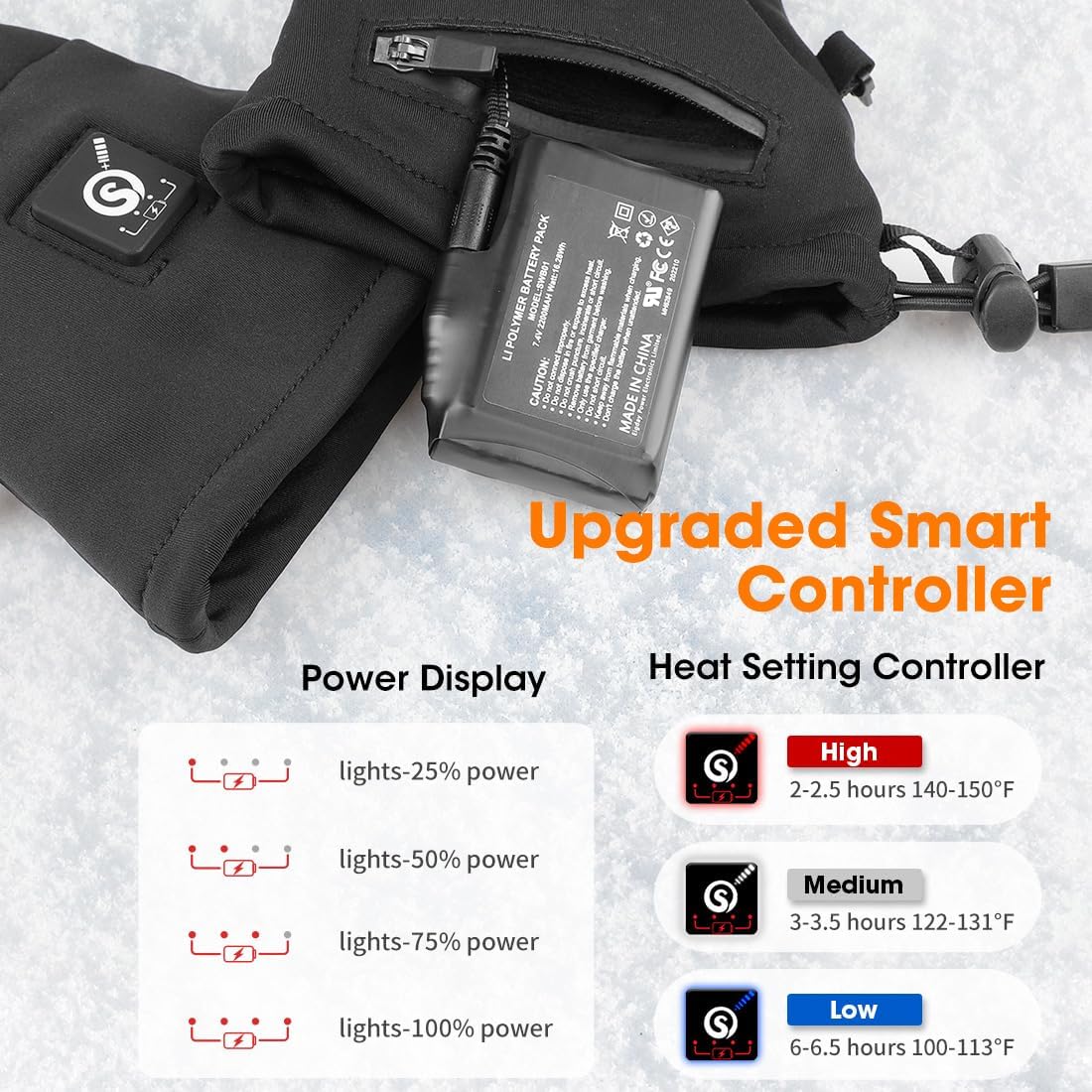 Rechargeable Battery Heated Gloves for Men & Women - Windproof Winter Glove Liners with Upgraded Heating Technology - Thin & Warm Hand Warmer for Skiing, Snowboarding, Hunting & Outdoor Activities