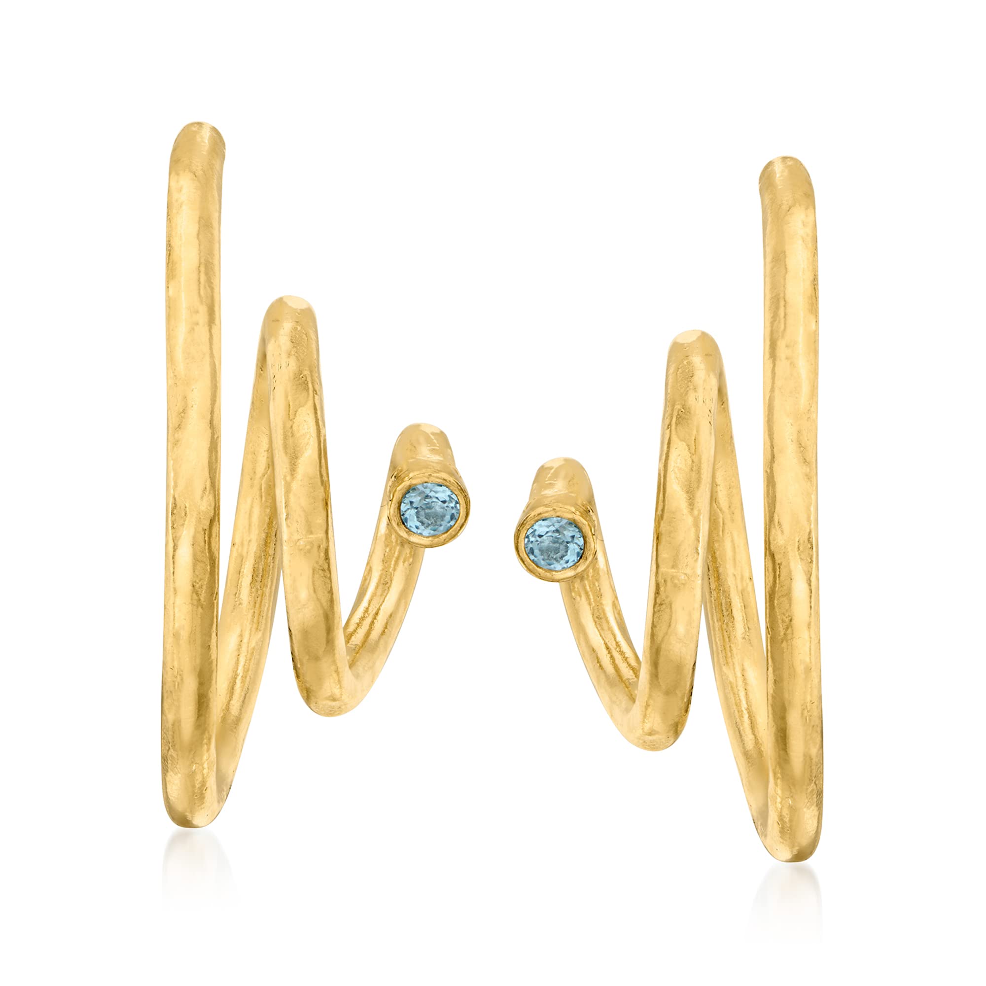 Ross-Simons 18K Gold Over Sterling Silver Twist Drop Earrings with Genuine Sky Blue Topaz Gemstones - Perfect for Weddings, Parties & Special Occasions