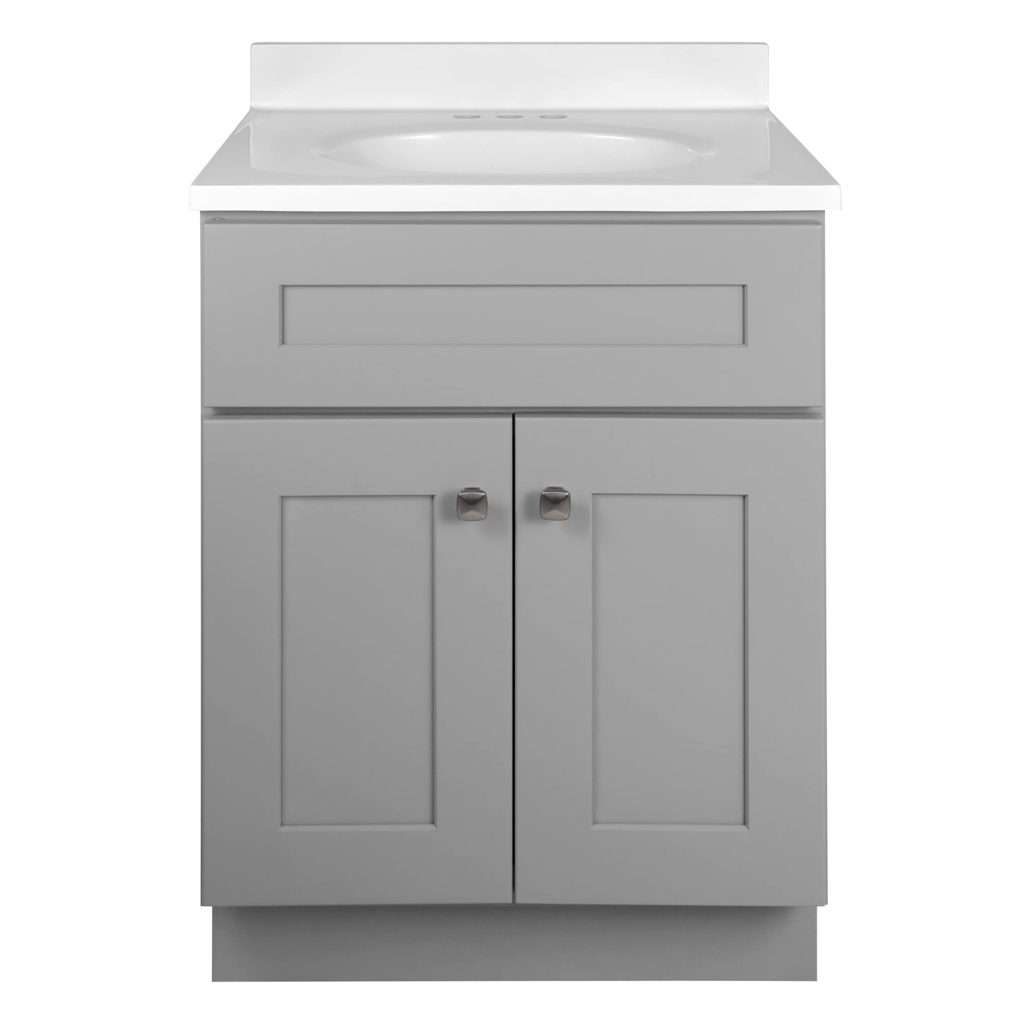 25 Inch Bathroom Vanity with Sink Top - Ready to Assemble Gray Painted Modern Vanity Set by Design House 597526 - Perfect for Small Bathrooms & Powder Rooms