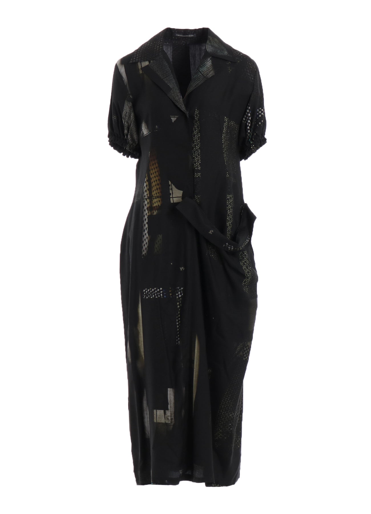 CU/DUNGAREE Twill Dark Neon Print Left Side Gathered Dress - Stylish Women's Fashion for Casual Outings, Parties & Summer Events
