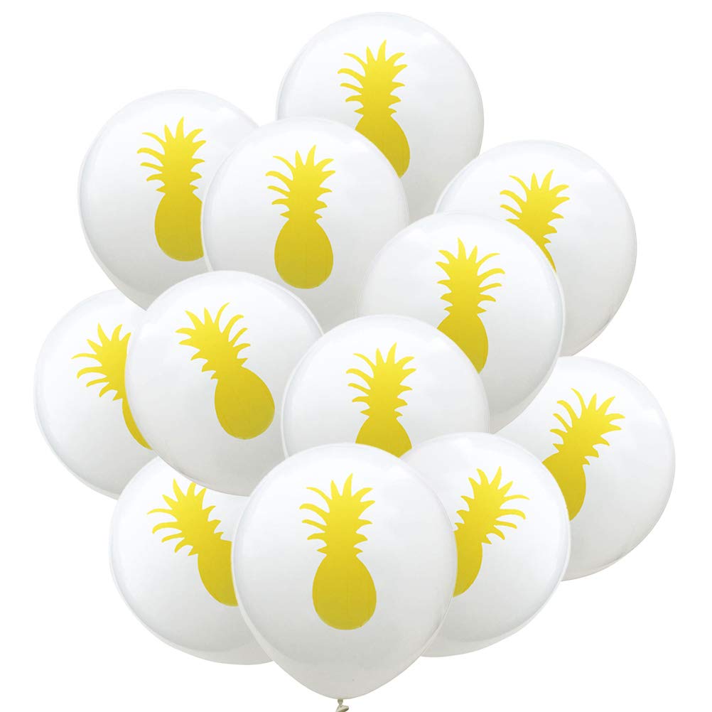 Amosfun 12pcs 12 Inch Pineapple Print Latex Balloons - Tropical Luau Party Decorations for Hawaiian Theme, Summer Weddings, Birthday & Holiday Celebrations - Perfect for Beach Parties, Poolside Gatherings & Backyard BBQs