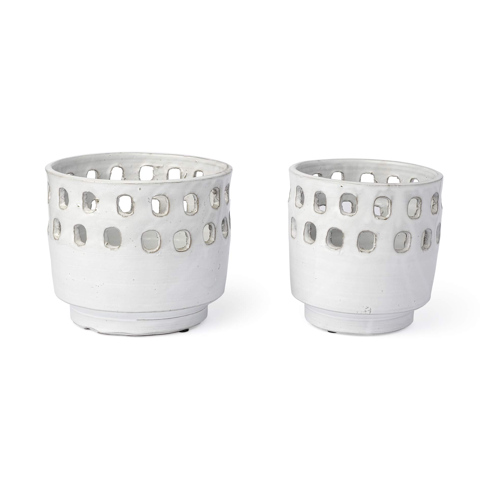 Mercana 68097 Pearl White Ceramic Vases - Set of 2, Elegant Home Decor for Living Room, Dining Table, Wedding Centerpiece & Modern Interior Design