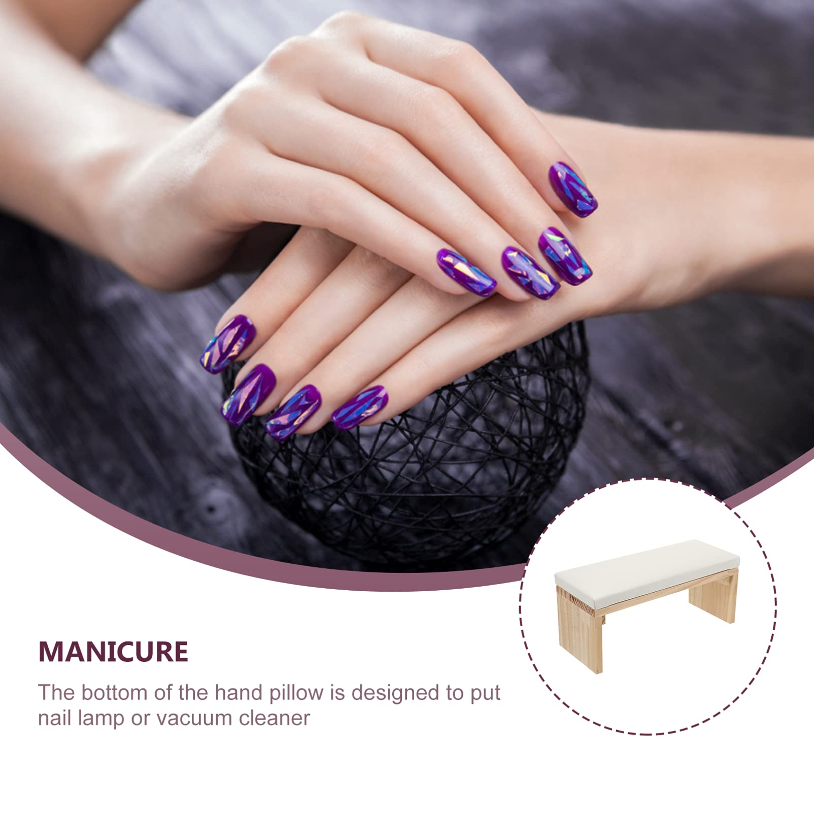 Minkissy Soft Nail Arm Rest Pillow - Professional Leather Manicure Hand Cushion for Nail Technicians & Salon - Wooden Base Wrist Support for Nail Art, Home Desk & Spa Use - Comfortable & Ergonomic Design for Manicures & Pedicures