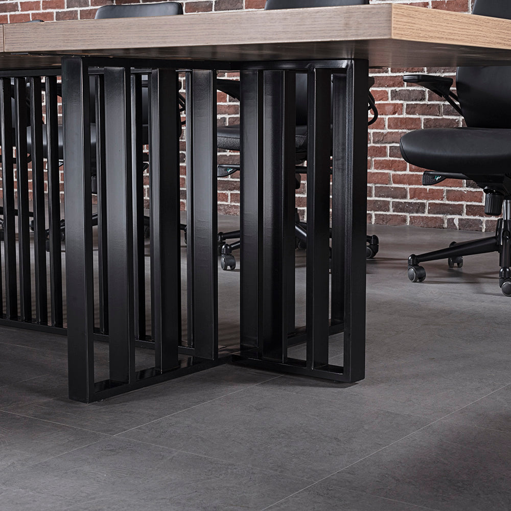 VIDAL 8ft Modern Conference Table - 2.4m x 1.2m Warm Oak & Black Finish - Large Boardroom Meeting Table for Office, Conference Room & Executive Meetings
