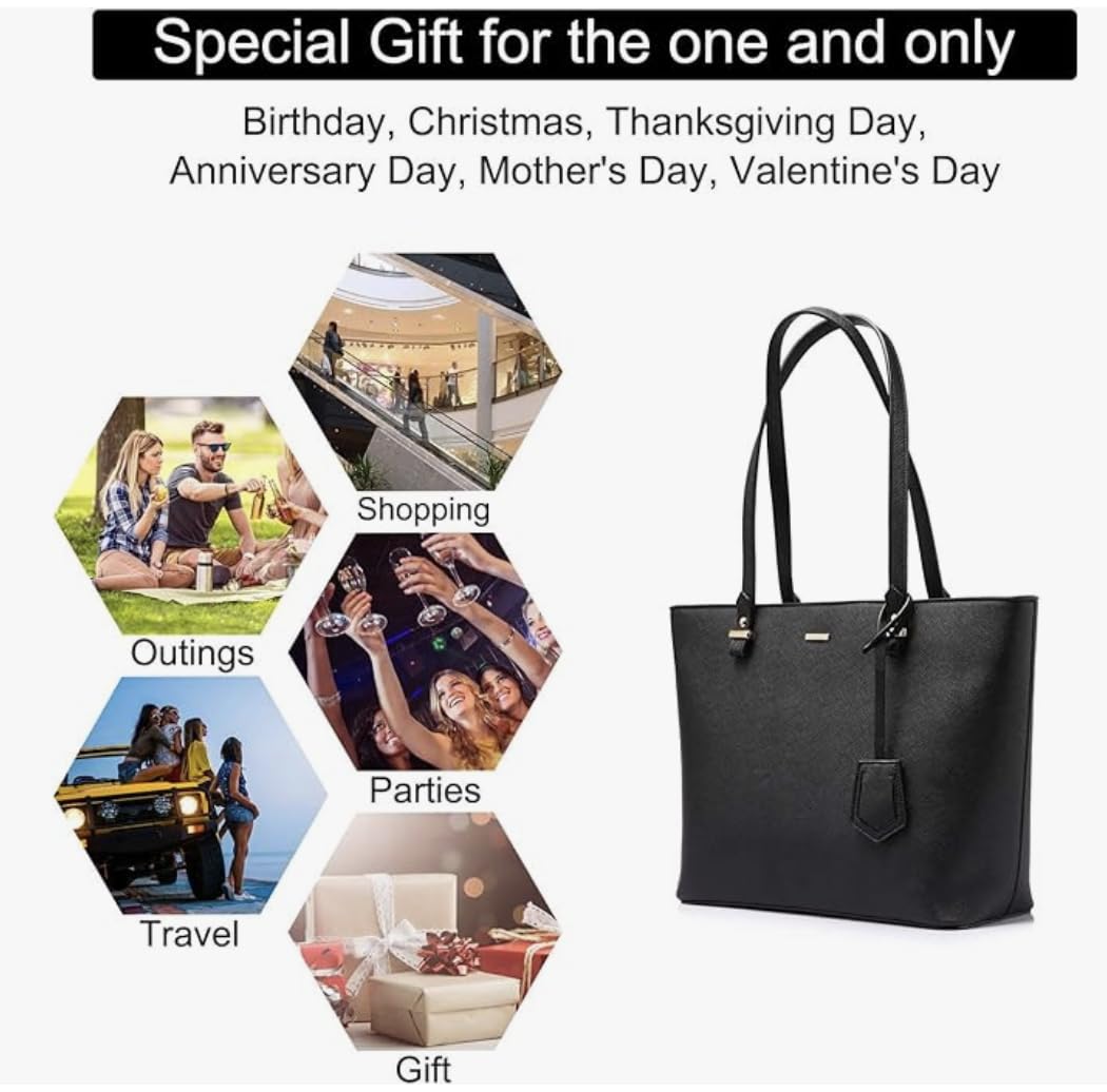 Premium Synthetic Leather Shoulder Bag, Crossbody Bag & Wristlet Wallet Set (3-Piece, Pure Black) - Stylish Zipper Bags for Women, Work, Travel & Everyday Use
