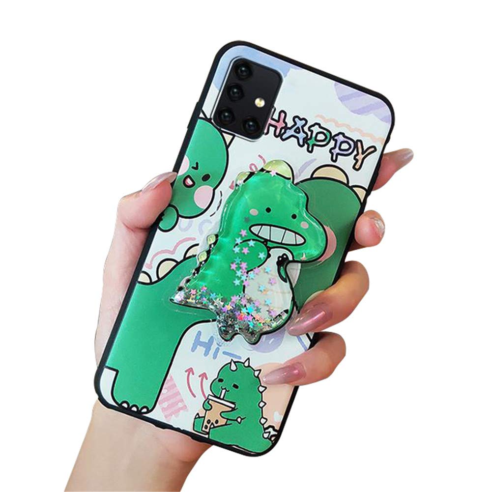 Cute Soft Silicone Gel Phone Case for Samsung Galaxy A52 - Scratch-Resistant Protective Cover with Glitter Liquid & Flexible TPU - Dinosaur Design for Girls | Perfect for Daily Use, School, Work & Travel