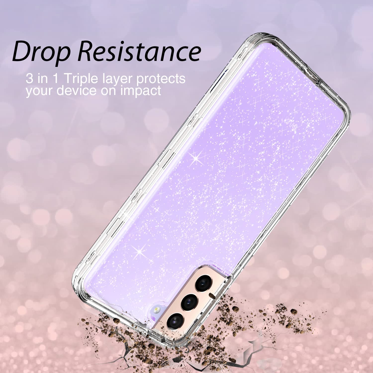 Coolwee Crystal Glitter Galaxy S22 Plus Heavy Duty Full Protective Case - Shockproof & Scratch Resistant Cover for Samsung Galaxy S22+ (Perfect for Everyday Use, Travel & Outdoor Activities)