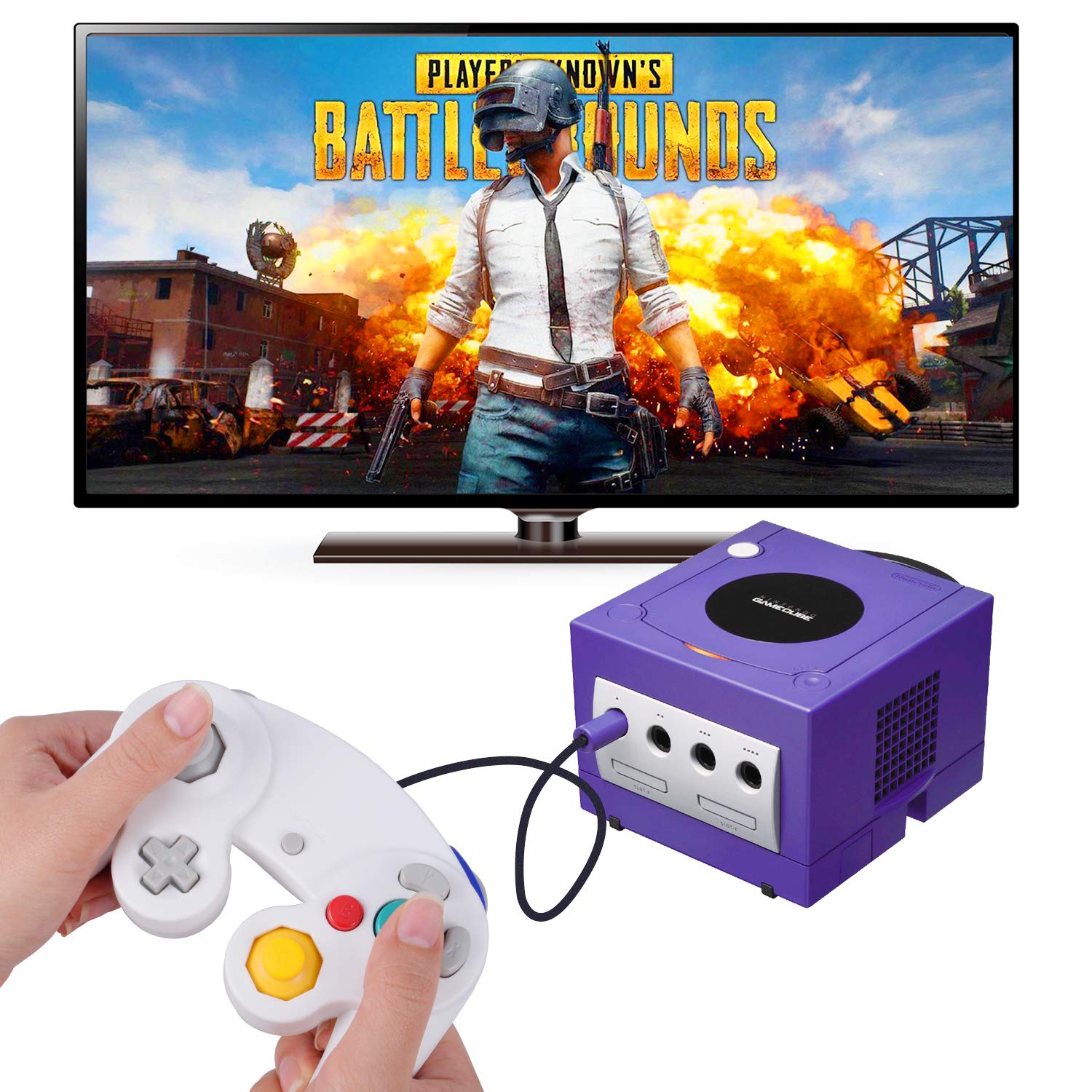 ONE250 2 Pack Classic Shock Wired Game Controllers for Wii & NGC Gamecube - Ergonomic Design, Plug & Play (White) - Perfect for Multiplayer Gaming & Retro Console Enthusiasts