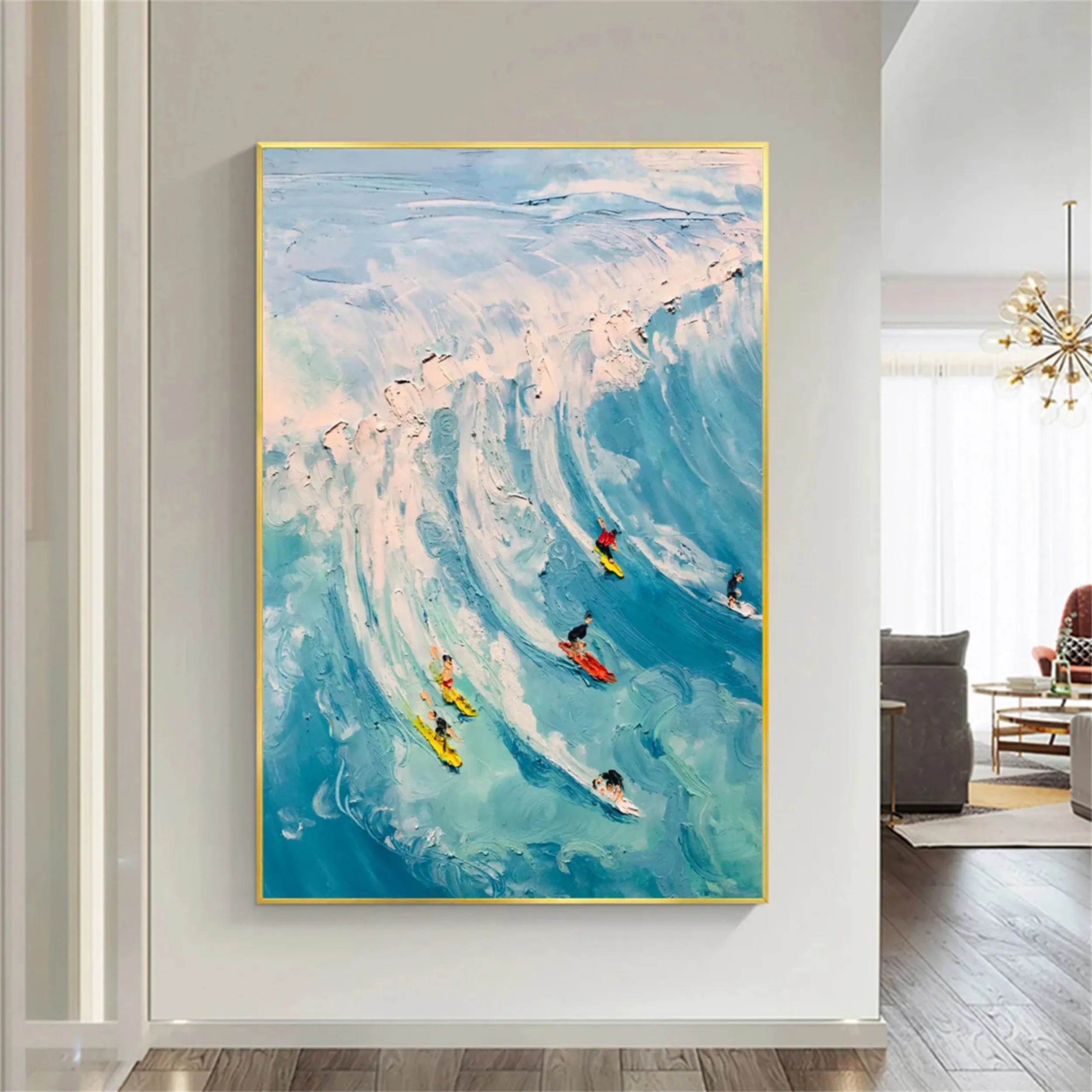 Seascape and Snowy Peak Painting - Premium Wall Art Decor #SP024 | Perfect for Living Room, Bedroom & Office