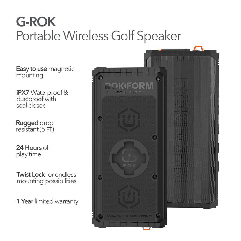 Rokform G ROK Wireless Golf Speaker - Portable Bluetooth Speaker for Golf Cart, Outdoor Sports & Travel - Waterproof & Durable Design