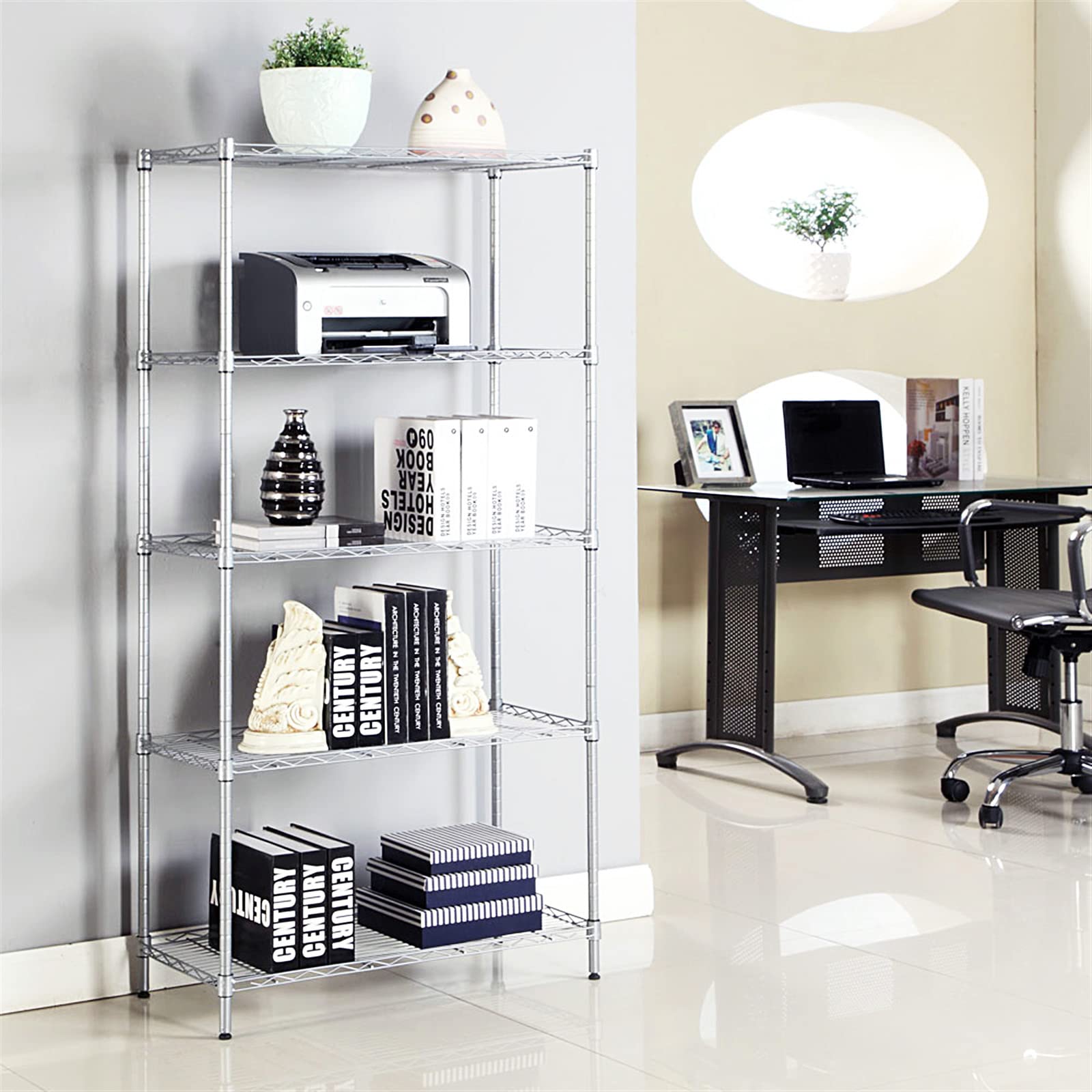 BNSPLY 5-Tier Adjustable Wire Shelving Unit - 13.5