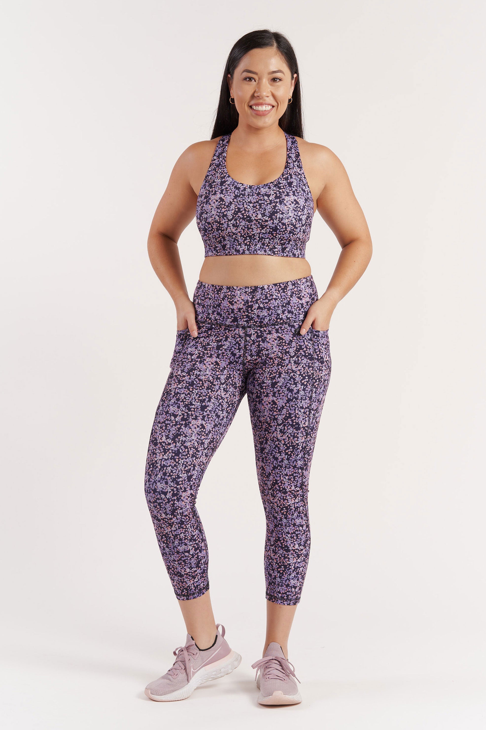 Training Pocket Move 7/8 Legging Floral - High Waist Yoga Pants for Women, Workout Running Gym Fitness with Side Pockets | Perfect for Yoga, Pilates, Running & Lounge Wear