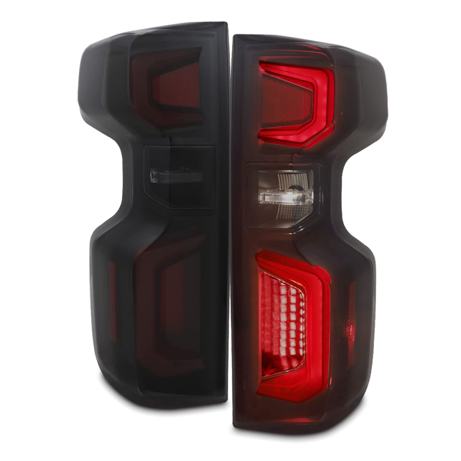 AKKON LED Black Smoked Tail Lights Brake Lamp Pair for 2019-2022 Chevy Silverado 1500 (Incandescent Type) - Driver & Passenger Side - Upgrade Your Truck's Style & Night Visibility