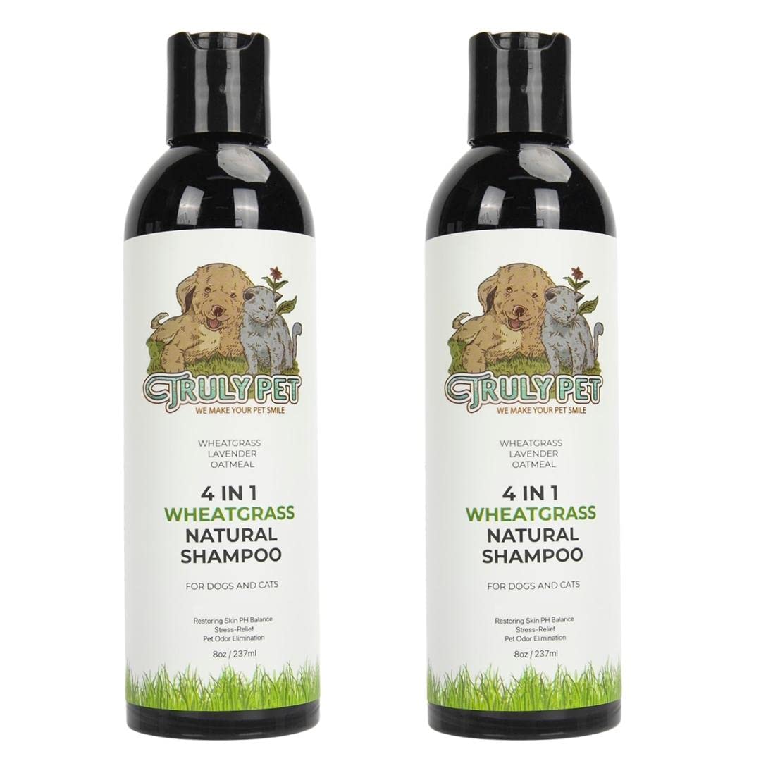Truly Pet Wheatgrass Natural Oils Shampoo for Dogs & Cats - Wheatgrass Lavender Oatmeal | Gentle Cleansing & Soothing Formula for Itchy Skin | Perfect for Bathing Pets at Home or Grooming Salon