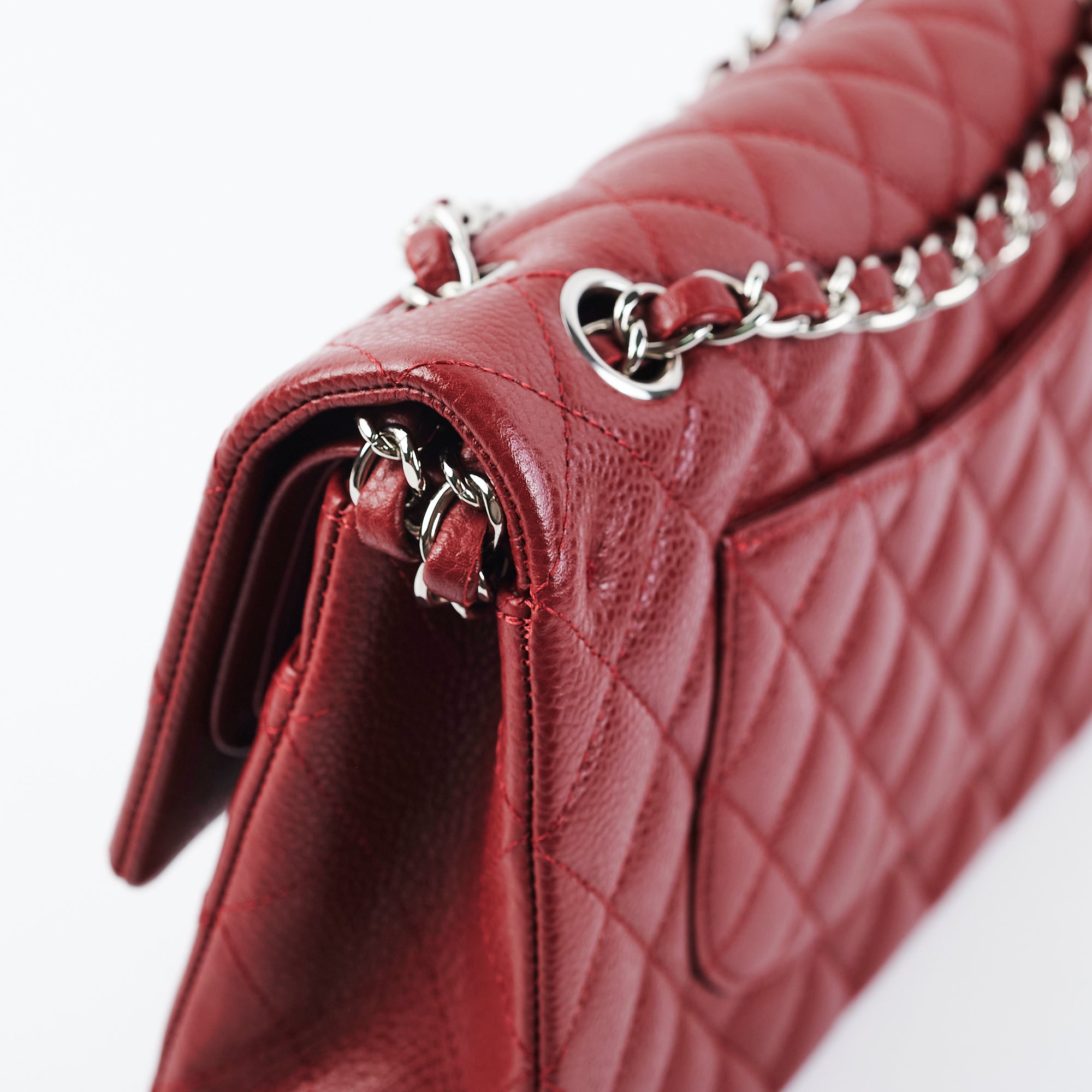 Chanel Medium/Large Caviar Double Classic Flap Bag in Red | Luxury Designer Handbag for Women | Perfect for Parties, Date Nights & Special Occasions