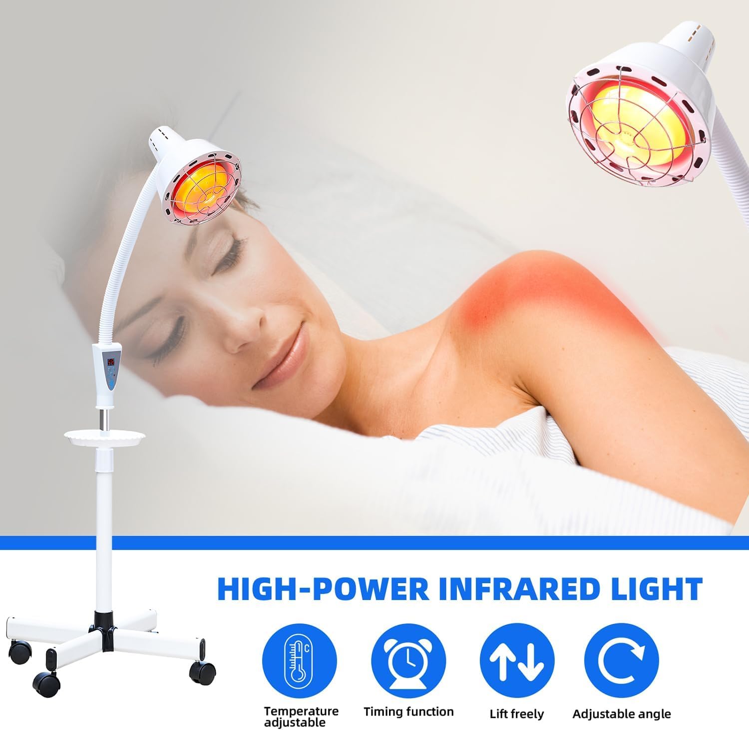 275W Near Infrared Red Heat Therapy Lamp - Relieve Joint Pain & Muscle Aches | Portable Standing Body Warming Light for Home Spa, Physical Therapy & Pain Relief