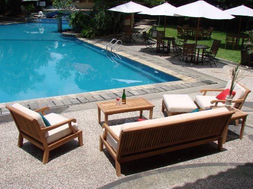 Luxury 6-Piece Teak Sofa Set with Ottoman & Tables - Perfect for Living Room