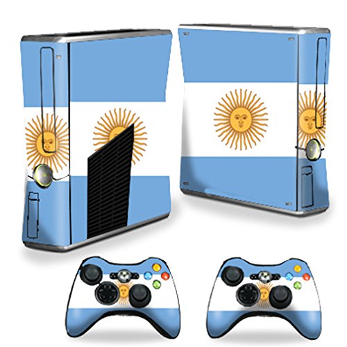 MightySkins Argentina Flag Decal Skin Wrap Sticker for Microsoft Xbox 360 S Slim Console & 2 Controllers - Custom Protective Cover for Gaming Setup, Perfect for Xbox Fans & Argentina Supporters