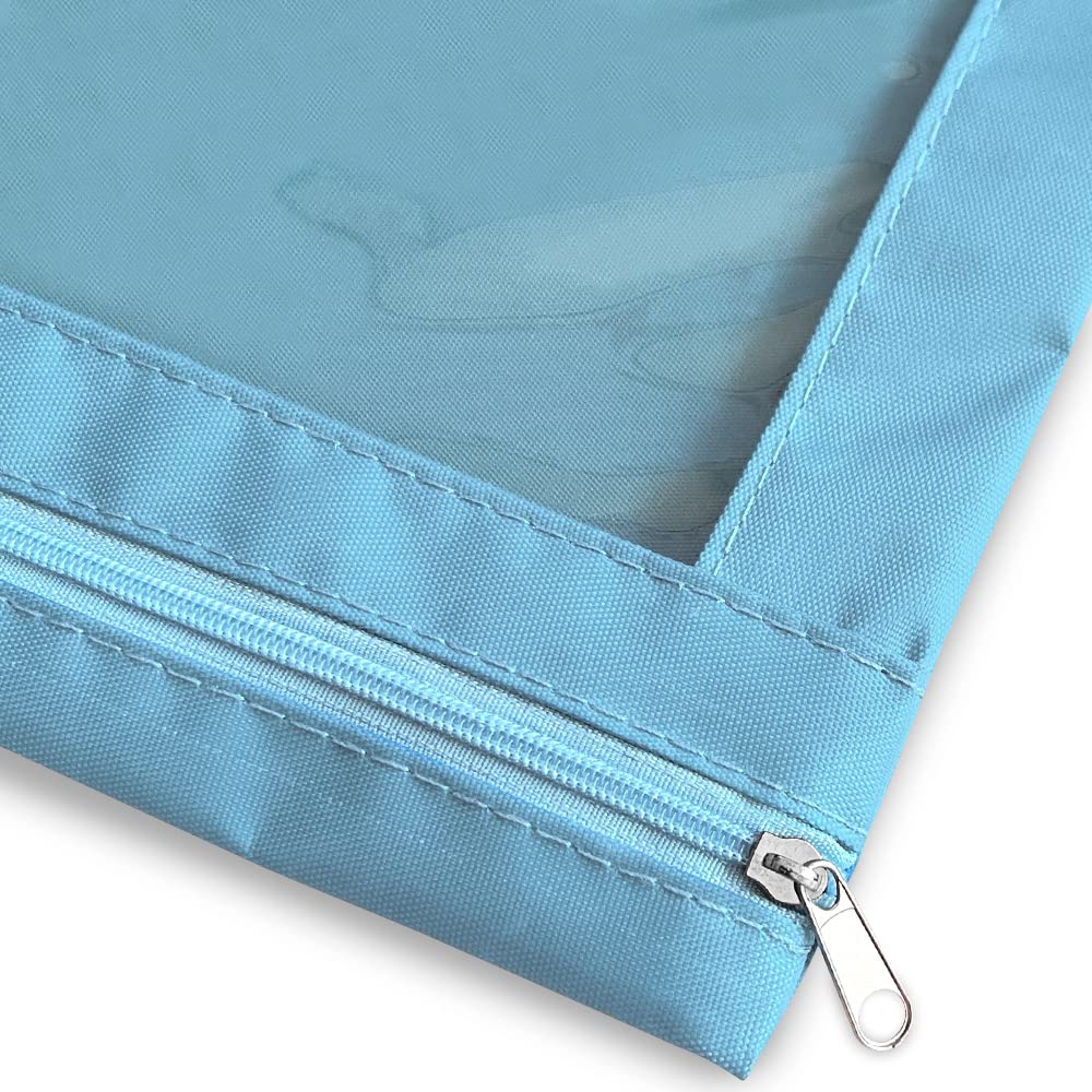 3-Pack Multi-Color Large Capacity Pencil Pouch with Zipper Closure & Clear Window - 3 Ring Binder Pencil Case with Reinforced Grommets (Sky Blue) - Perfect for School, Office & Art Supplies Organization