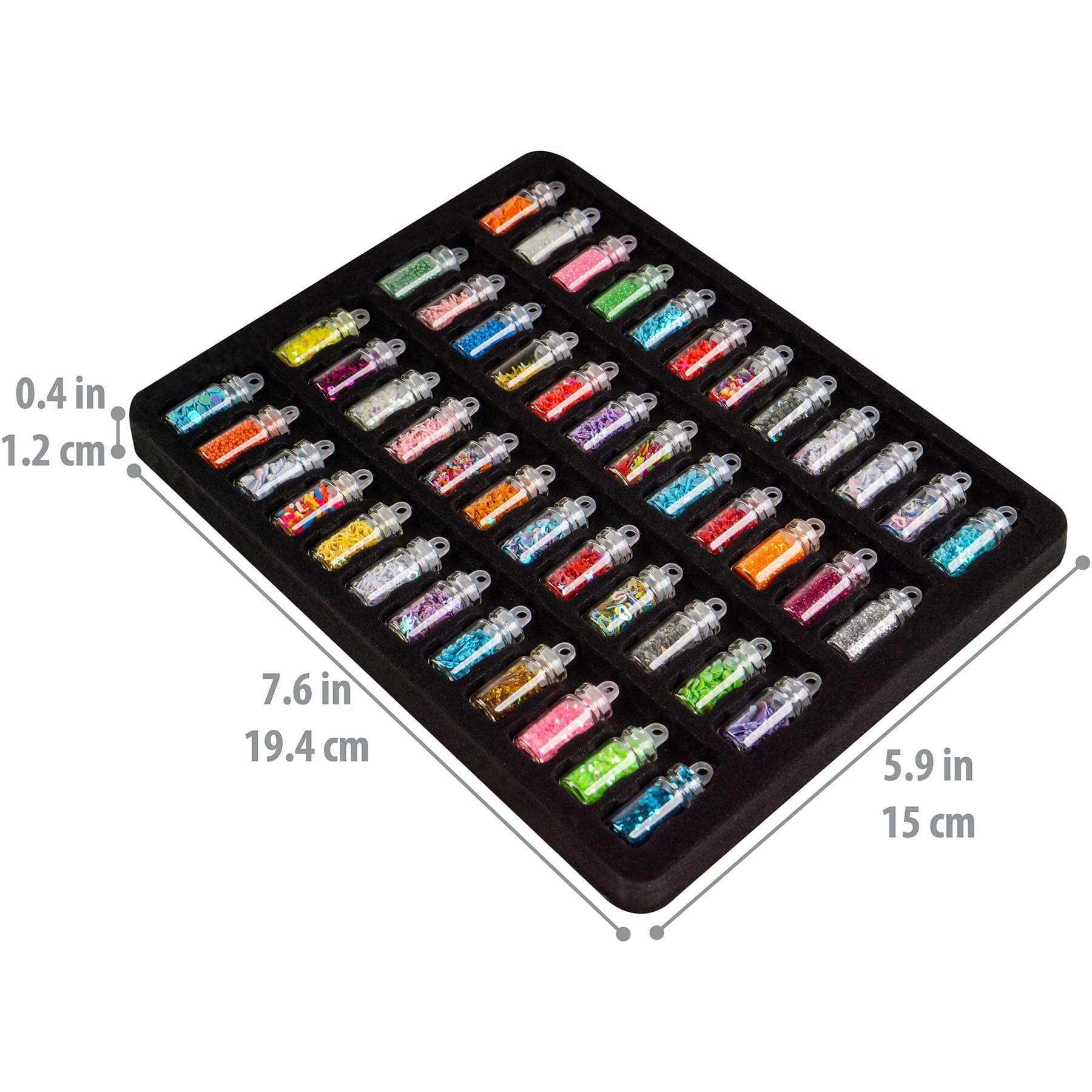 3D Nail Art Decoration Mini Glass Bottles Set - 48 Pieces with Free Nail Art Tweezer for DIY Manicure, Nail Salon & Home Decoration